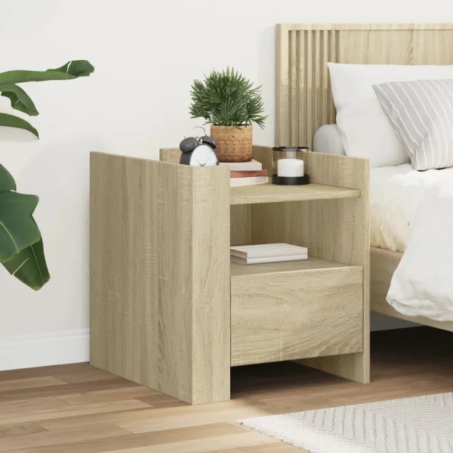 vidaXL Nachtkastje 45x50x50 cm bewerkt hout sonoma eikenkleurig, foto 2
