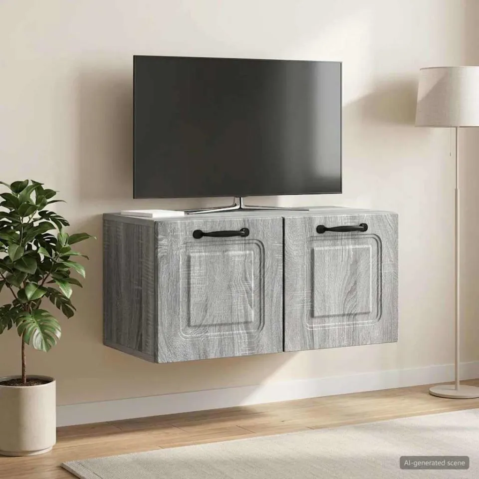 vidaXL Wandbeugel TV-kast Grijs sonoma 59,5 x 31 x 30 cm Bewerkt hout, foto 4