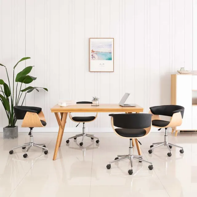 vidaXL Eetkamerstoelen draaibaar 4 st kunstleer zwart