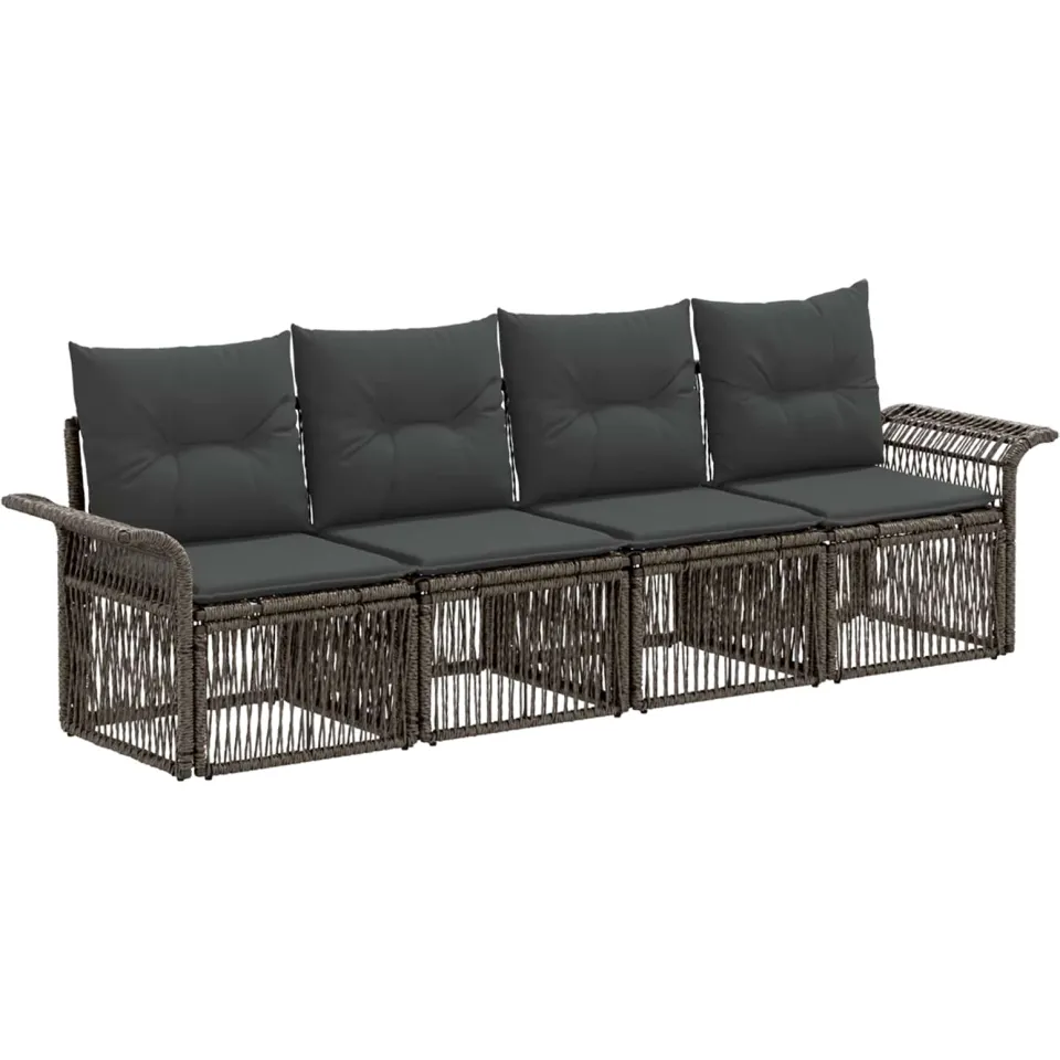 vidaXL Tuinbankenset 4 st Grijs poly rattan, foto 3