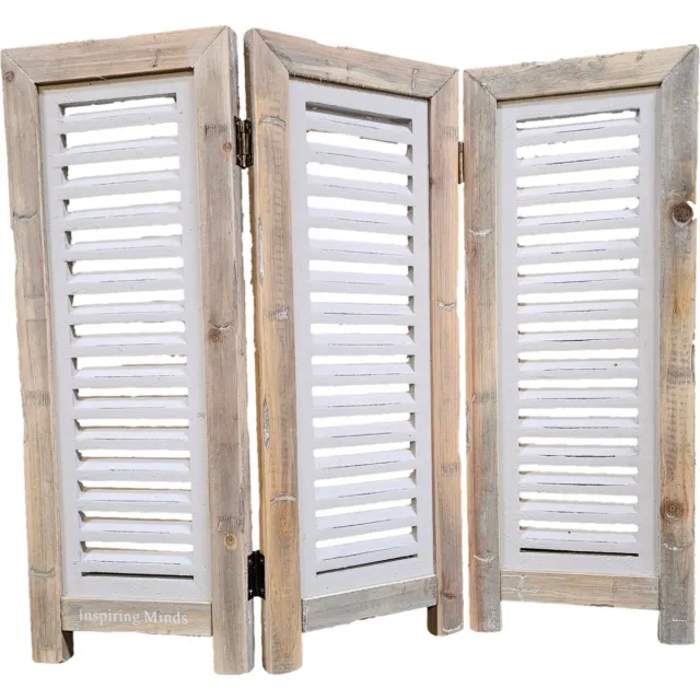 Inspiring Minds Raamscherm hout 52 cm landelijke shutter als raam scherm Licht Grijs