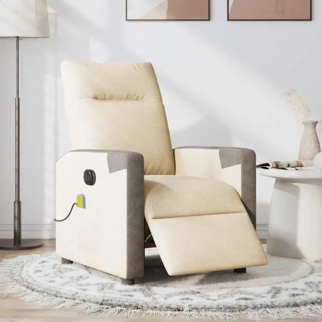 vidaXL Massagestoel elektrisch verstelbaar stof crèmekleurig