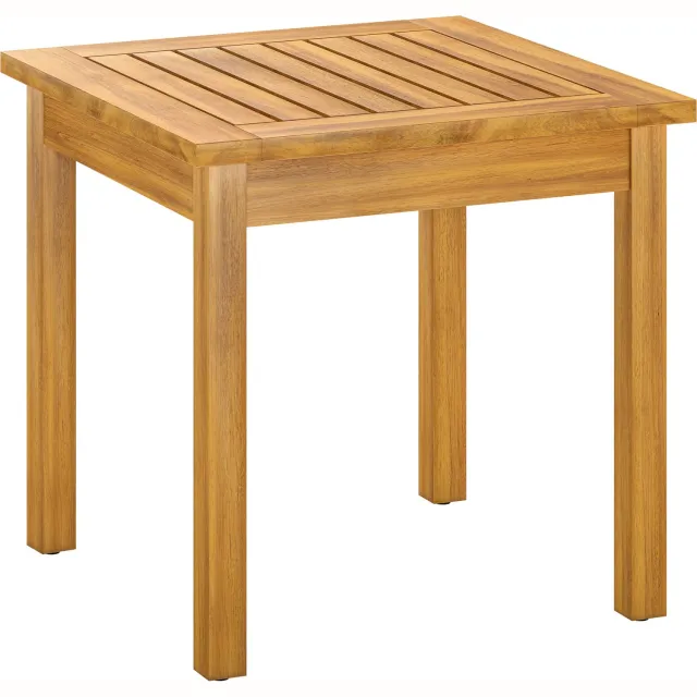 Lunpog Tuintafel van acaciahout – Weerbestendige tuintafel van acaciahout met gestreept ontwerp – 48 x 48 cm Finition bois naturel