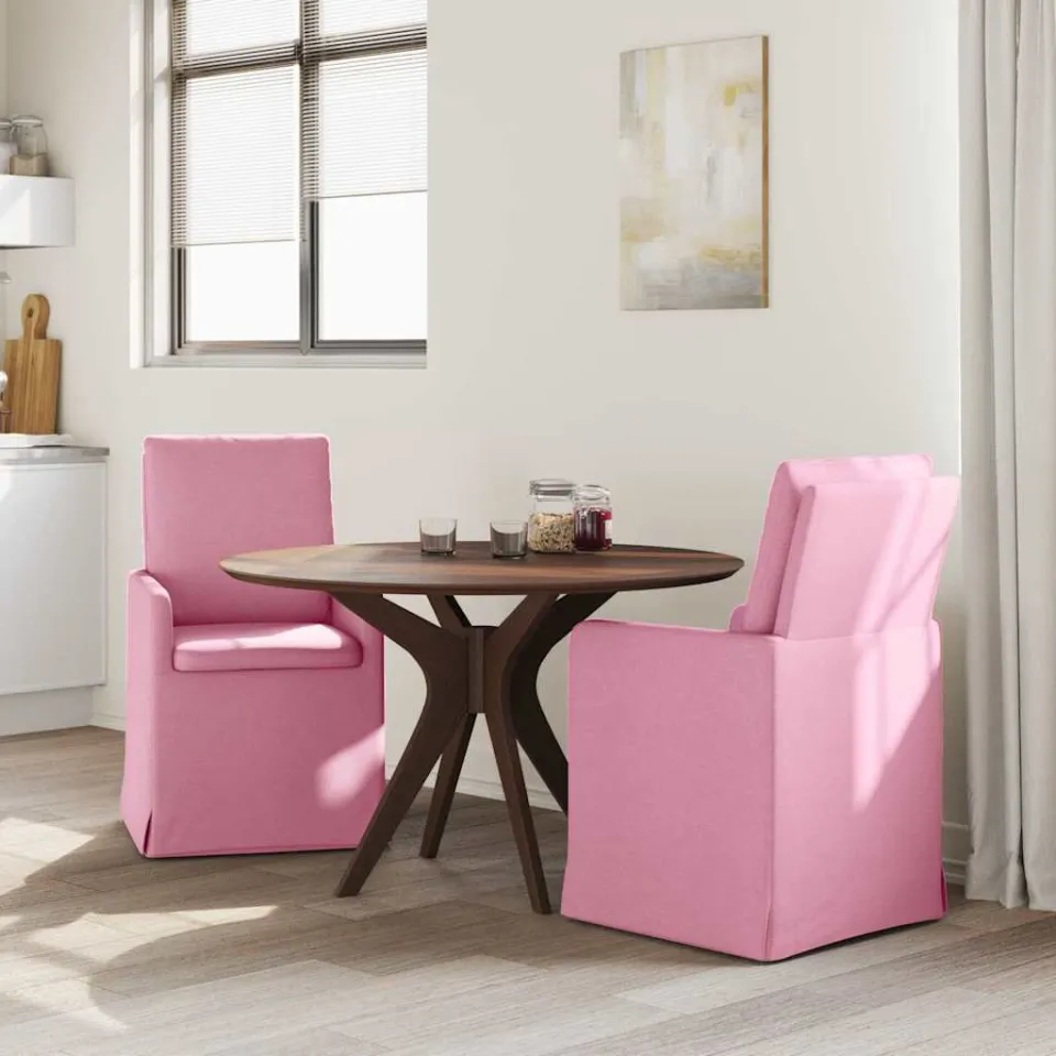 vidaXL Eettafelstoelen 2 st Stof Roze 57 x 67 x 98 cm, foto 3