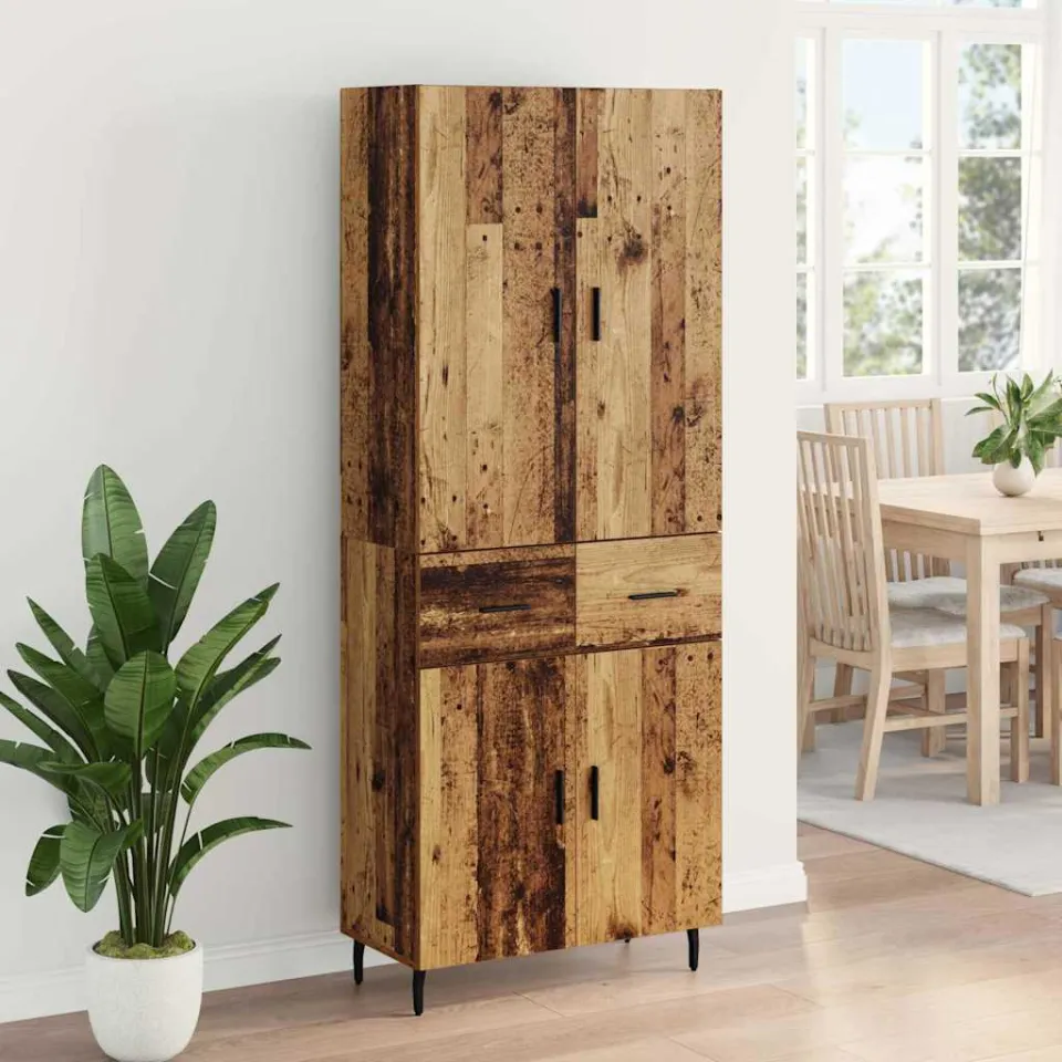 vidaXL Hoge kast 2 st Oud Hout 69,5 x 34 x 180 cm Bewerkt hout bruin, foto 4