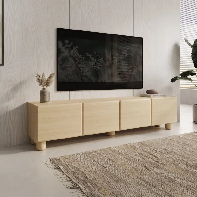 MEUBELLA Luvano - TV-Meubel - Licht eikenpatroon - 200x38x47 cm Bruin