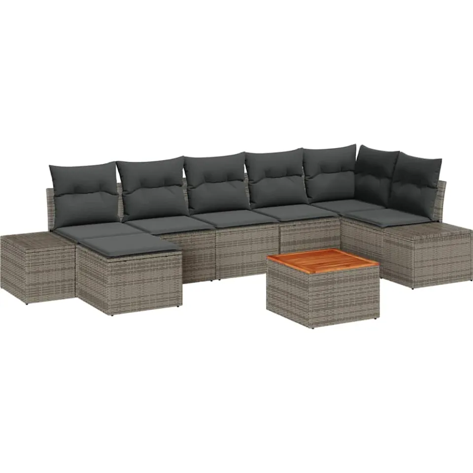 vidaXL Tuinbankenset 8 st Grijs poly rattan