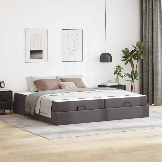 vidaXL Bedframe met matras Anders 2 st Grijs PVC