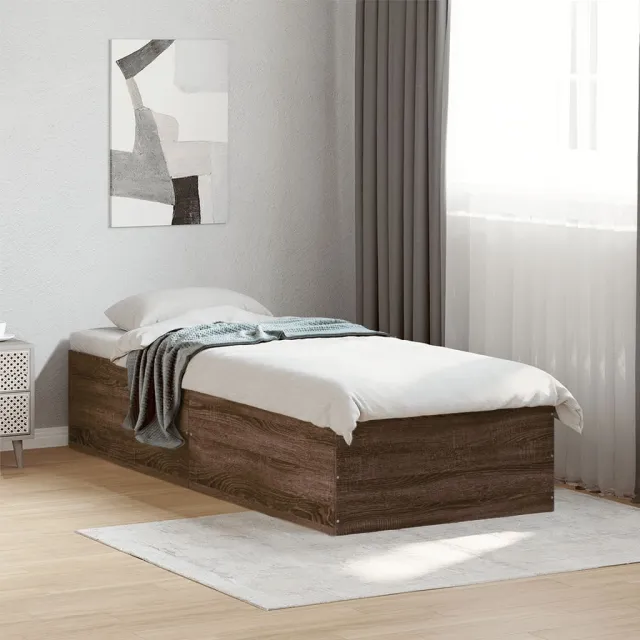 vidaXL Bedframe bewerkt hout bruin eikenkleur 90x190 cm
