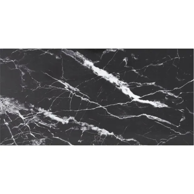 vidaXL Tafelblad 100x50 cm 6 mm gehard glas met marmeren design zwart
