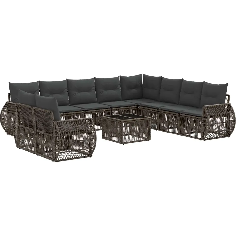 vidaXL Tuinbankenset 11 st Grijs en Donkergrijs poly rattan, foto 3