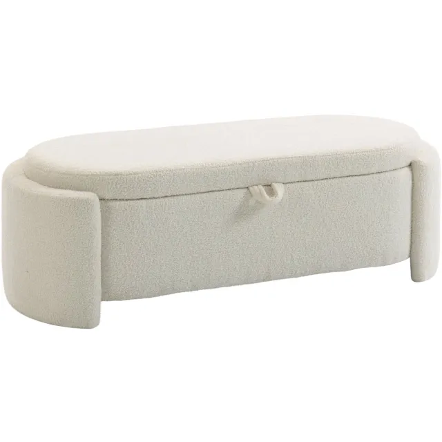 Homcom Opbergpoef - Fleece Teddy (100% polyester) - 129 x 48,5 x 44 cm - Crème