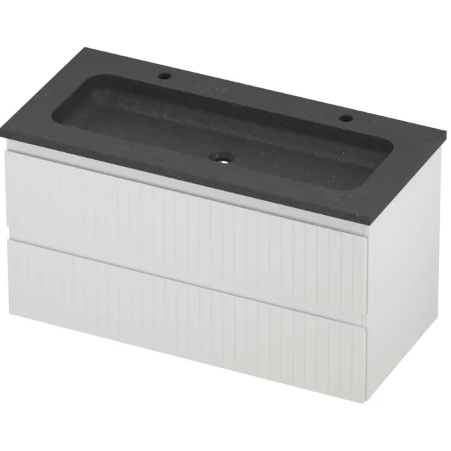 Proline Rollo Badmeubelset Hardsteen Elegant 2 Kraangaten 100x46x54 cm Blue Stone Mat Wit