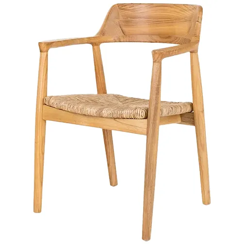 Artichok Yorick houten eetkamerstoel naturel - met rotan zitting Bruin