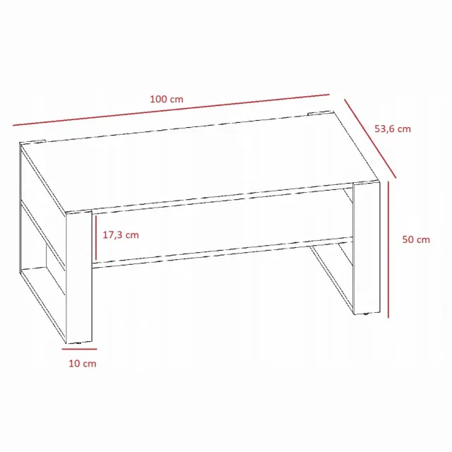 Per La Vita Kaja - Salontafel - Artisan Eiken en Zwart - 100 x 53,6 cm Artisan Eiken;Zwart