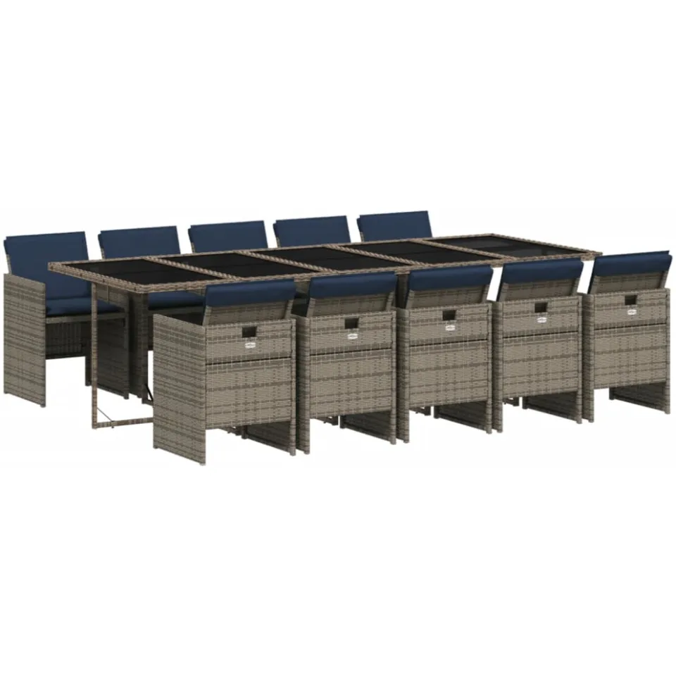 vidaXL 11-delige tuinset met kussens, grijs polyrotan, foto 3