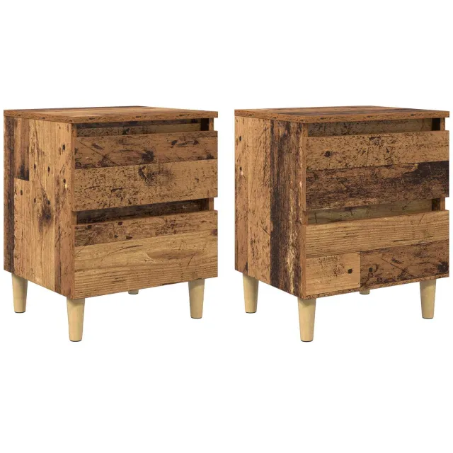 vidaXL Bedkasten 2 st Oud Hout 40 x 35 x 50 cm Bewerkt hout Bruin