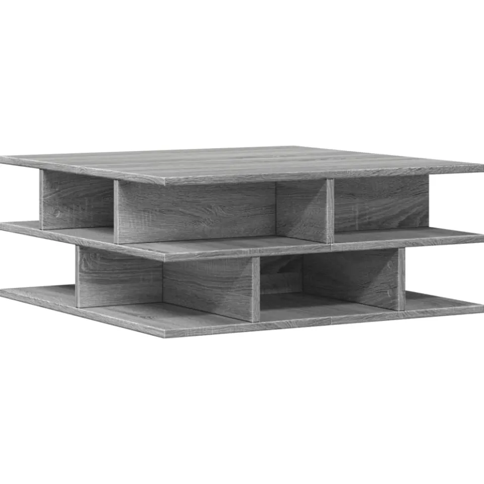 vidaXL Salontafel 70x70x29 cm bewerkt hout grijs sonoma, foto 4