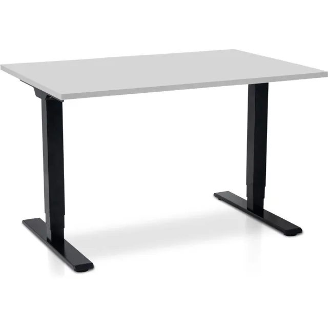 Multi Ratio Zit-sta bureau elektrisch verstelbaar - MRC COMFORT NEN-EN 527 | 120 x 80 cm | frame zwart - blad grijs | 130 cm hoog | 100KG draagvermogen Zwart frame