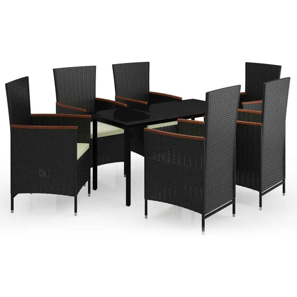 vidaXL 7-delige Tuinset met kussens zwart, foto 3