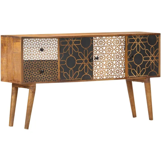 vidaXL Dressoir met geprint patroon 130x30x70 cm massief mangohout Bruin
