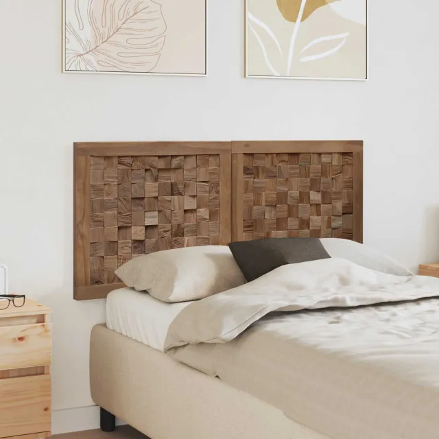 vidaXL Bed Hoofdbord Naturel Massief Teakhout Bruin