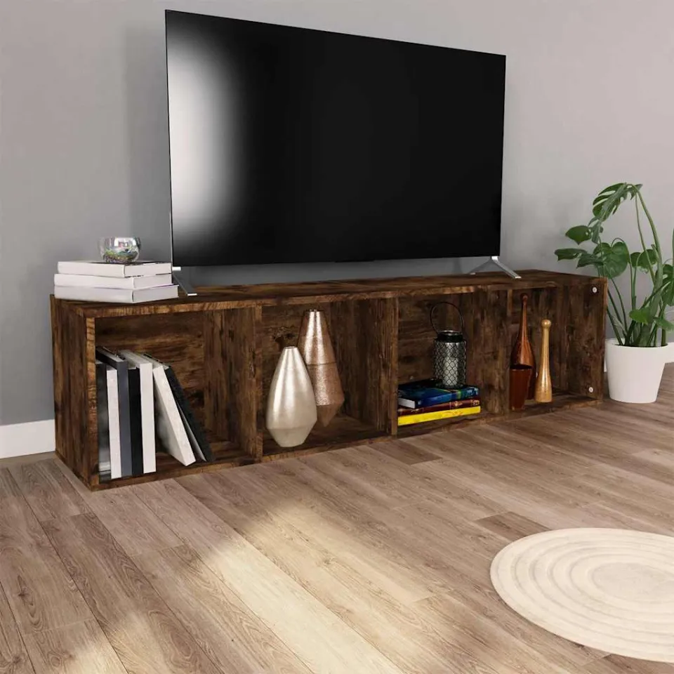vidaXL Boekenkast / tv-meubel 36x30x143 cm bewerkt hout gerookt eiken, foto 3