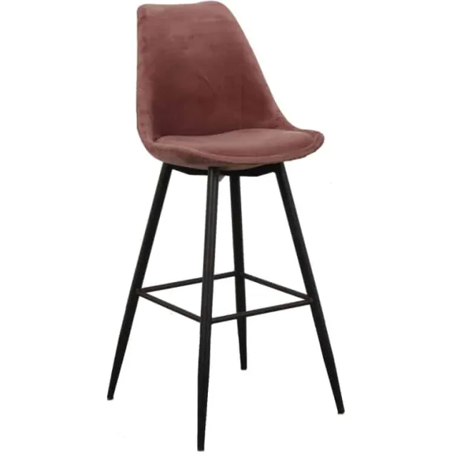 Leaf barstoel velvet (hoog) - roze