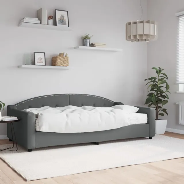 vidaXL Slaapbank met matras 100x200 cm stof donkergrijs grijs
