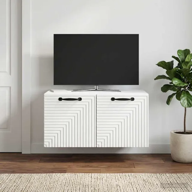 vidaXL Wandbeugel TV-kast Wit 59,5 x 41 x 30 cm Bewerkt hout