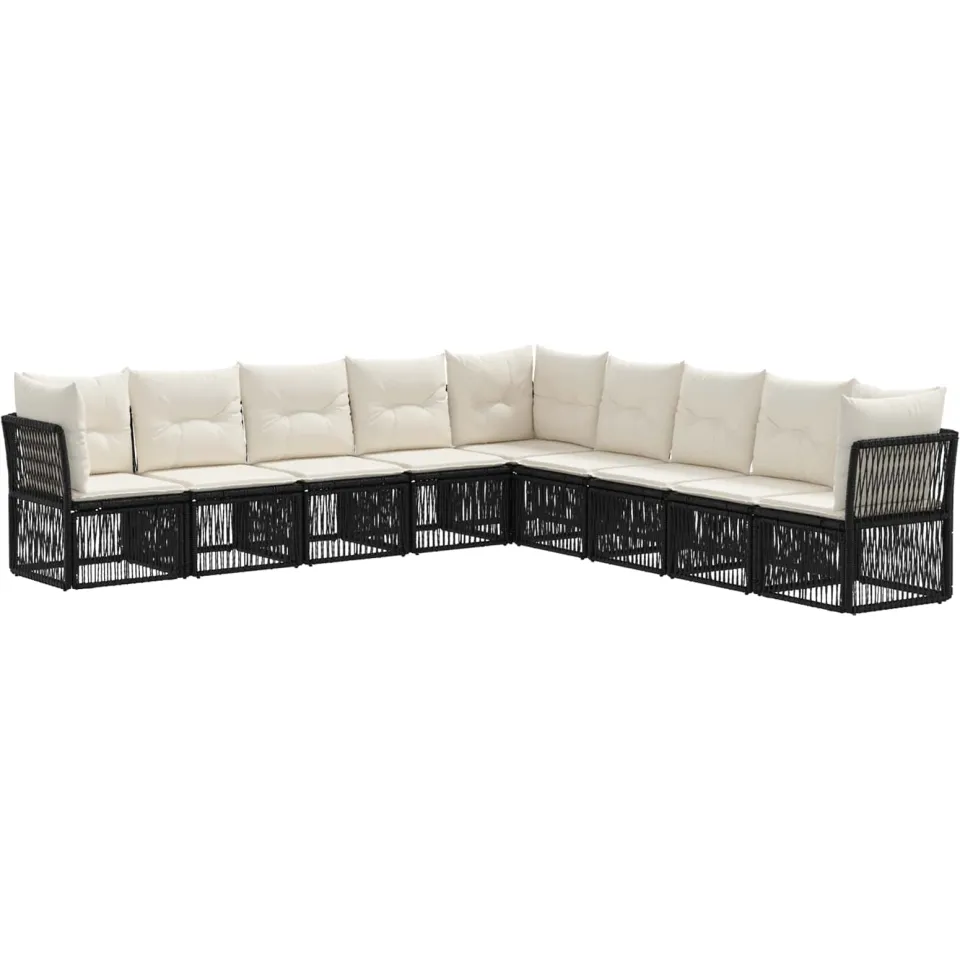 vidaXL Tuinbankenset 9 st 9-zits Zwart poly rattan, foto 3