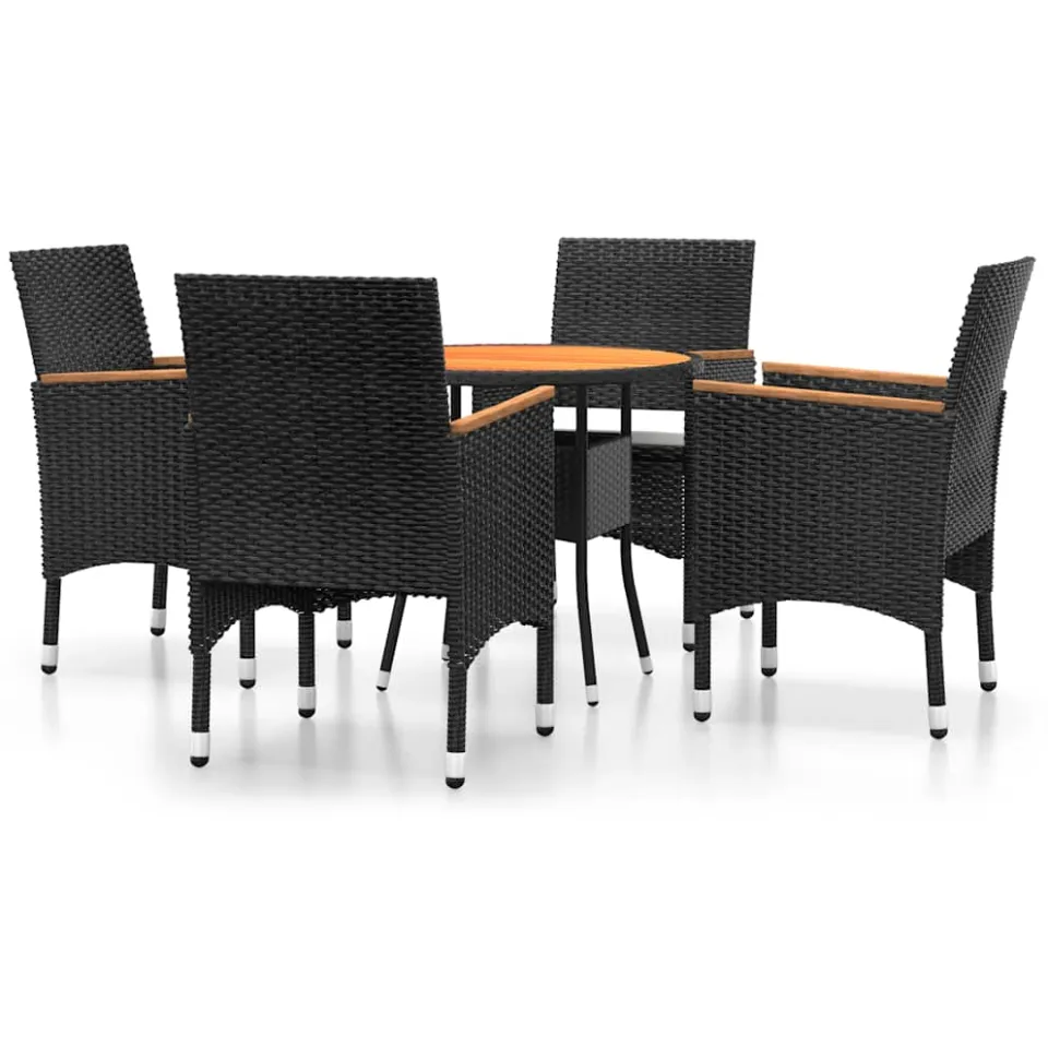 vidaXL 5-delige Tuinset poly rattan zwart, foto 3