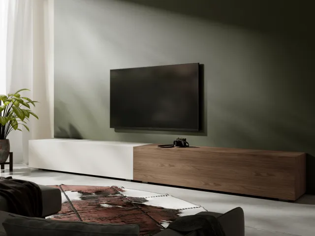 Mobistoxx Tv-meubel KINGSTON DUO 2 klapdeuren 280 cm mat wit/walnoot