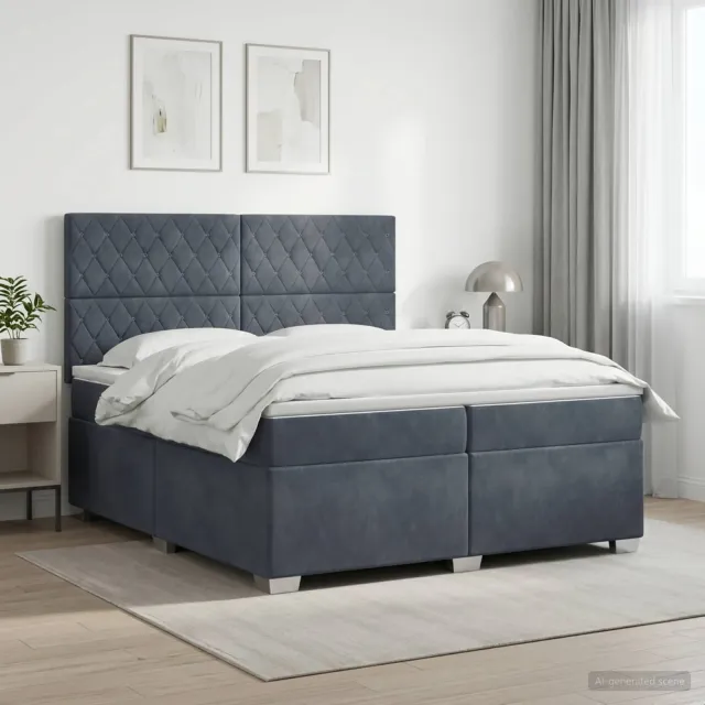 vidaXL Boxspringbed met matras Donkergrijs 200 x 200 cm Fluweel