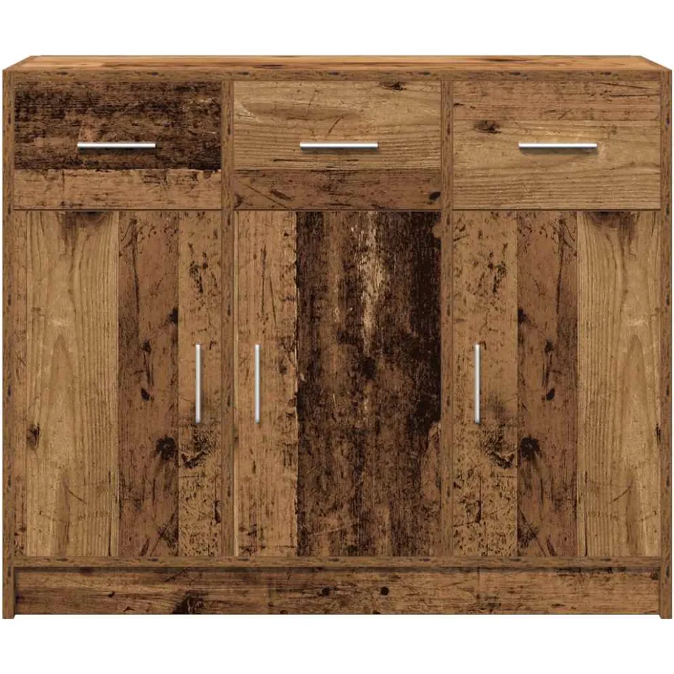 vidaXL Dressoir 91x28x75 cm bewerkt hout oud houtkleurig bruin, foto 4