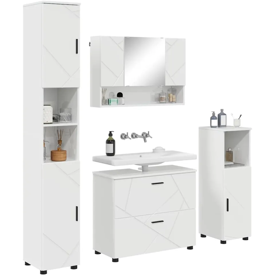 vidaXL Badkamermeubelset 4 st Hoogglans wit 35 x 30 x 192 cm