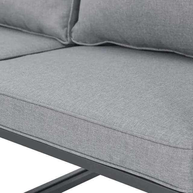Laura Modulaire L-vormige Tuin Loungeset 114x174x64 cm met Kussens en Bijzettafel – Weerbestendig Polyrotan & Polywood – Comfortabele Buitenbankset – Laura Grijs