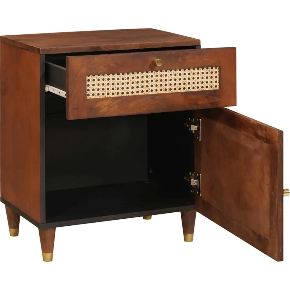 vidaXL Nachtkastjes met lade 50 x 33 x 60 cm Massief Mango Hout bruin, foto 2