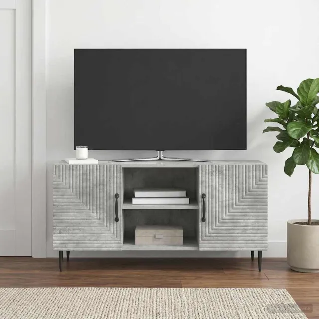 vidaXL Tv-meubel 102 x 34,5 x 50 cm Betongrijs Bewerkt hout grijs, foto 2