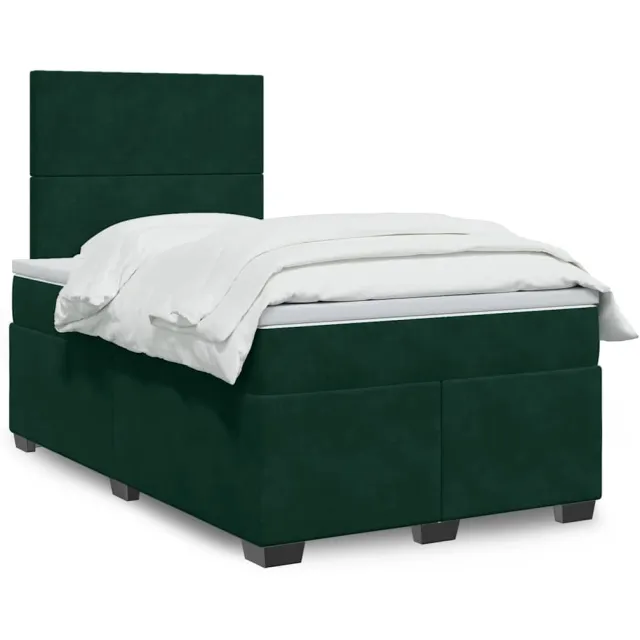 vidaXL Boxspring met matras fluweel donkergroen 120x190 cm groen