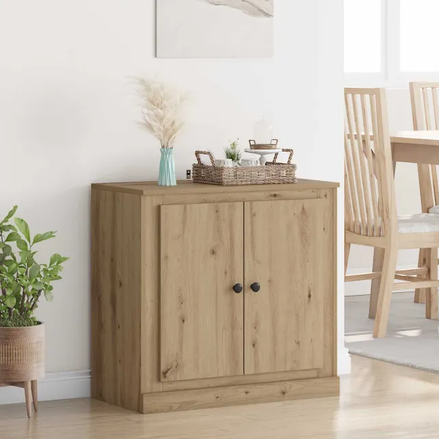 vidaXL Dressoir 70 x 35,5 x 67,5 cm Artisan Eiken Bewerkt hout, foto 2