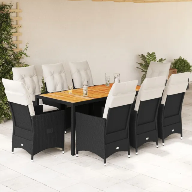 vidaXL 9-delige Tuinset poly rattan zwart, foto 2