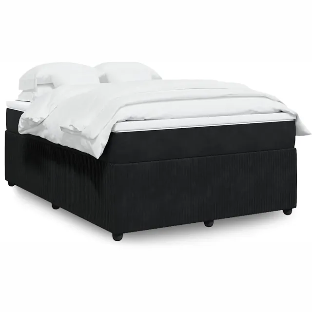 vidaXL Boxspring met matras fluweel zwart 160x200 cm