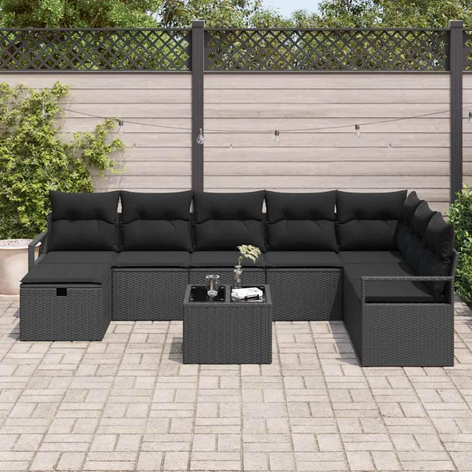 vidaXL Bankstel 6 st poly rattan zwart, foto 2