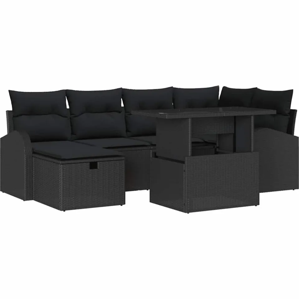 vidaXL Tuin Sofa Set 7 st Zwart poly rattan