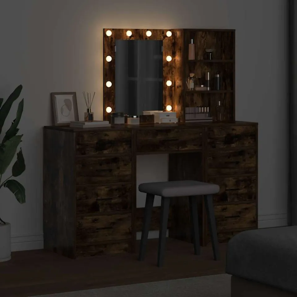 vidaXL Plafondtafel 3 st Bruin 40 x 41 x 135 cm Bewerkt hout, foto 3