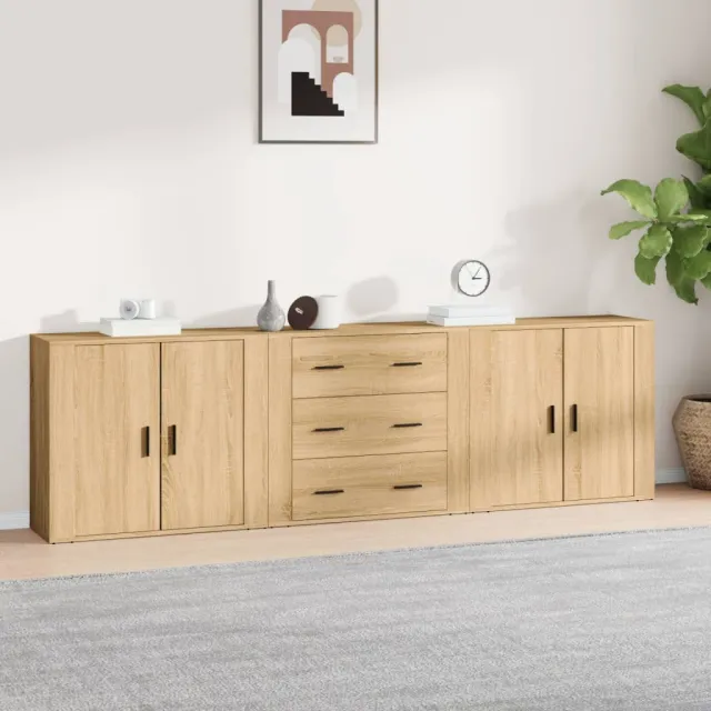vidaXL Dressoirs 3 st bewerkt hout sonoma eiken, foto 2