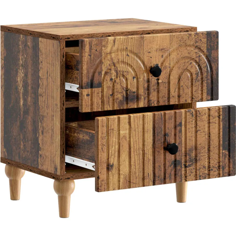 vidaXL Nachtkastje met lade Oud hout 43 x 34,5 x 48 cm Bewerkt hout bruin, foto 4