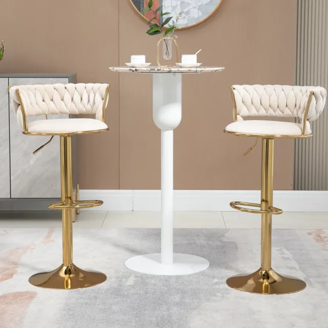 MODFU Barkruk Set Van 2 - Draaibaar - Hoogteverstelbaar - Velvet - Ivory