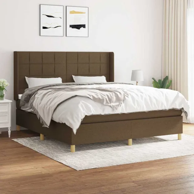 vidaXL Boxspring met matras stof donkerbruin 180x200 cm bruin